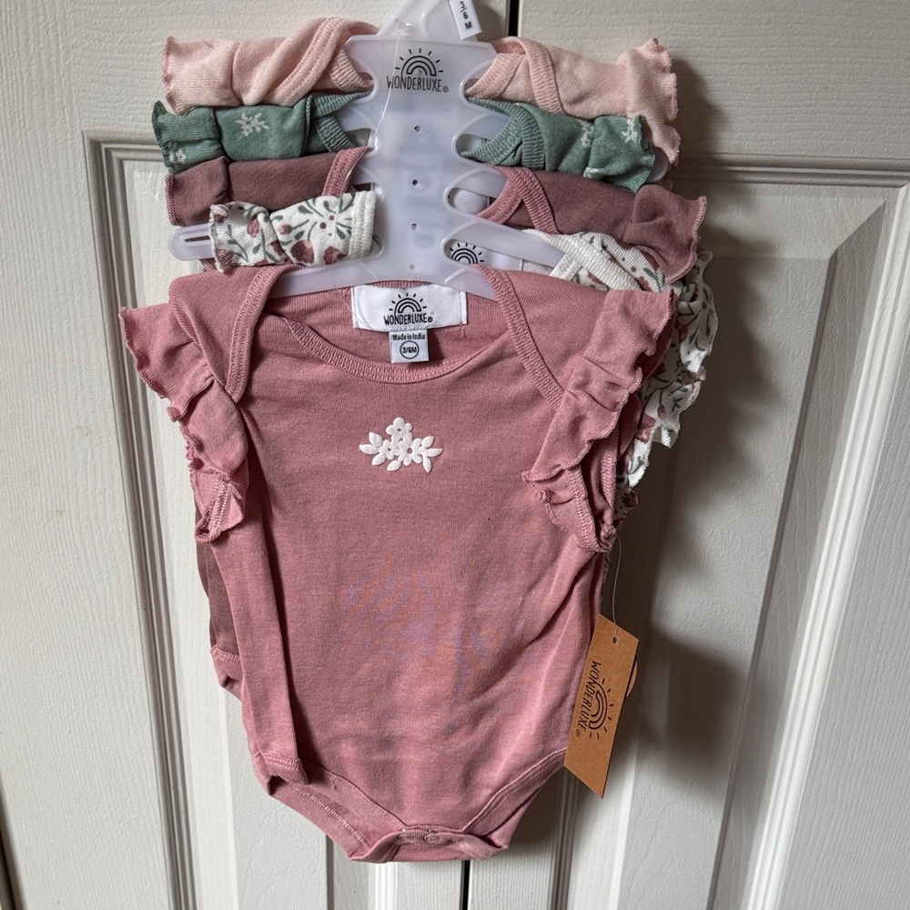 Pink Ruffled Baby Onesie Set
